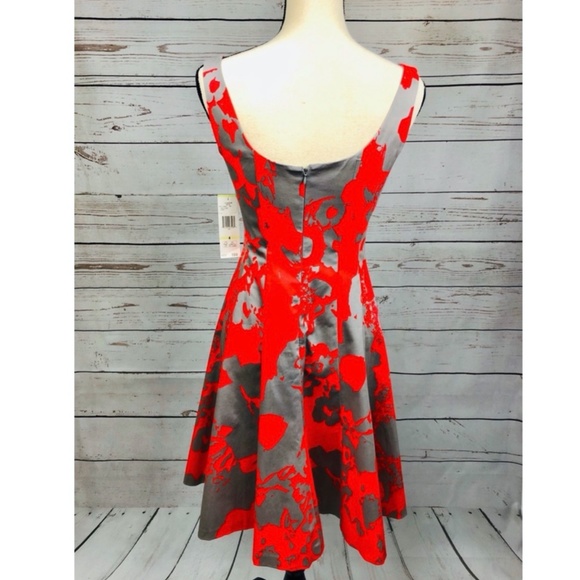 Nine West Midi Gray & Red Sleeveless Dress 4 NWT - Picture 2 of 8
